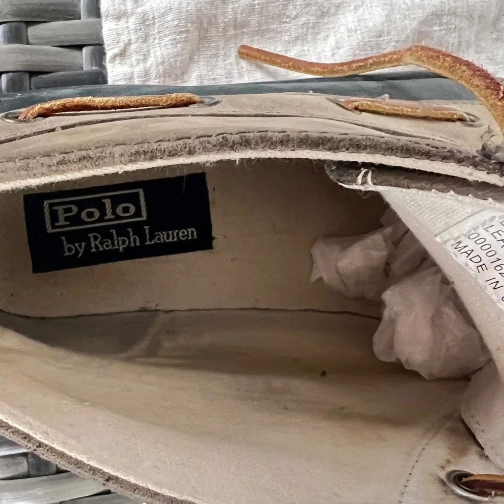 Polo Ralph Lauren Delmont Boots Mens 10.5D Leather Chukka Boat Grey Brown Rugged